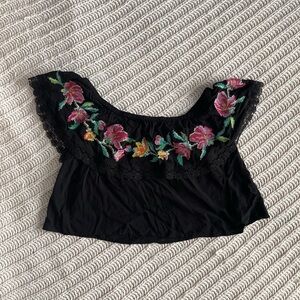 Floral embroidered off the shoulder summer top